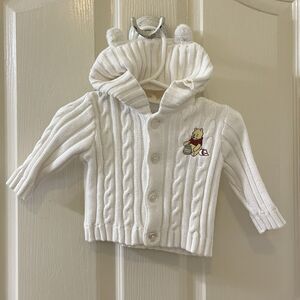 Walt Disney Collection Winnie the Pooh Cable Knit Cardigan Small 8.5 - 12 lbs